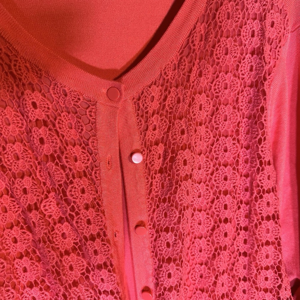Charter Club Women's Cardigan Plus Size 3X Salmon Color Cotton Blend - Picture 3 of 7